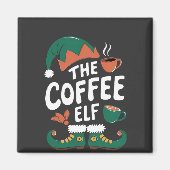 De Elf Koffie Grappig Kerst Elf Coffeïne Liefhebbe Magneet (Voorkant)
