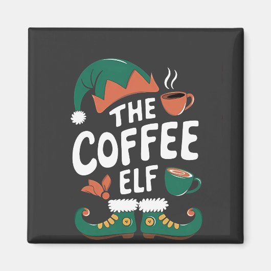 De Elf Koffie Grappig Kerst Elf Coffeïne Liefhebbe Magneet (Voorkant)