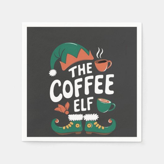 De Elf Koffie Grappige Kerst Elf Coffeïne Liefhebb Servet (Voorkant)