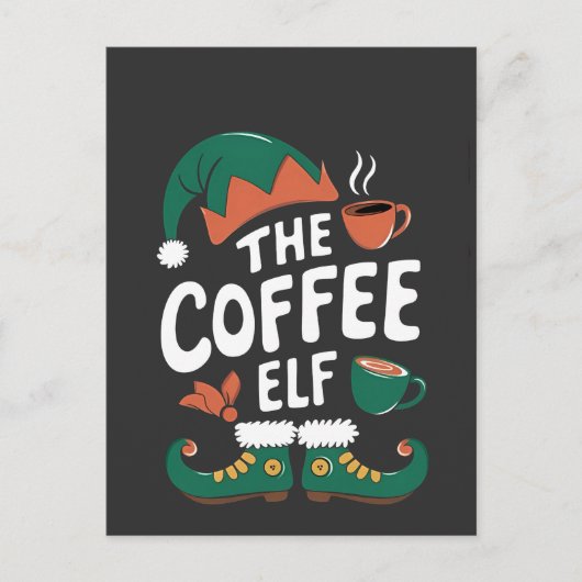 De Elf Koffie Grappige Kerst Elf Koffie Liefhebber Uitnodiging Briefkaart (Voorkant)