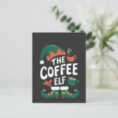 De Elf Koffie Grappige Kerst Elf Koffie Liefhebber Uitnodiging Briefkaart (Staand voorkant)