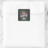 De Elf Koffie Grappige Kerst Elf Koffie Liefhebber Vierkante Sticker (Tas)