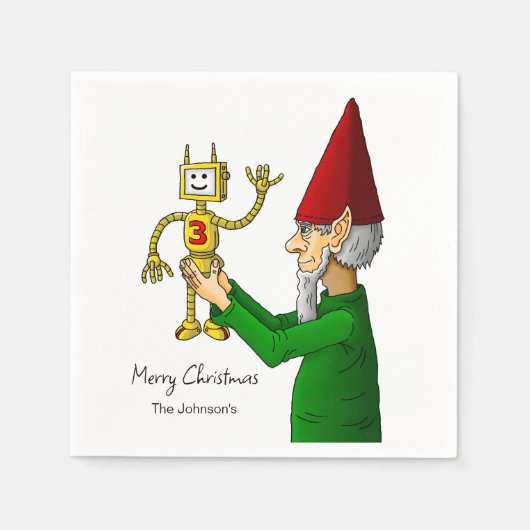 De Elf & Robot op papier Servet (Voorkant)