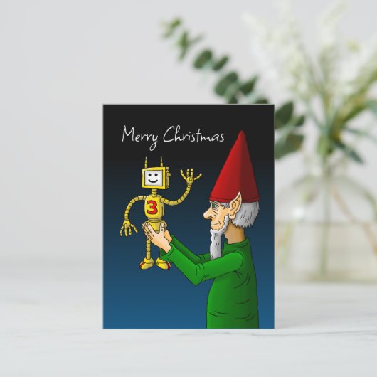 De Elfen Speelgoed Robot Briefkaart (Staand voorkant)