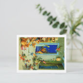 De elfen van de Kerstman zijn druk in zijn werkpla Feestdagenkaart (Staand voorkant)