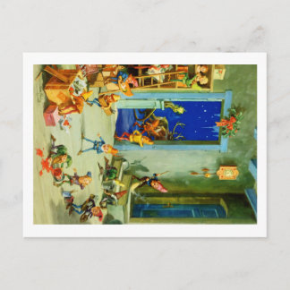 De elfen van de Kerstman zijn druk in zijn werkpla Feestdagenkaart