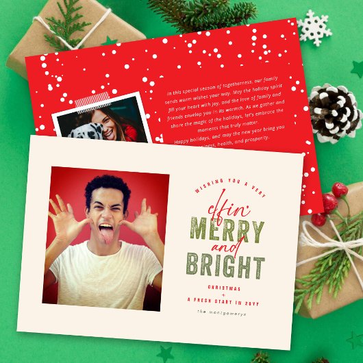 De Elfin-tijd heeft een foto gemaakt van grappighe Feestdagenkaart