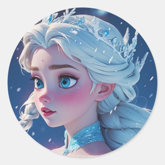 De Elsa Queen Ronde Sticker (Voorkant)