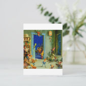 De elven van de kerstman in zijn werkplaats op ker feestdagenkaart (Staand voorkant)