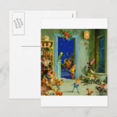 De elven van de kerstman in zijn werkplaats op ker feestdagenkaart (Voorkant / Achterkant)