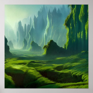 De Emerald Valley Fantasy Art Poster