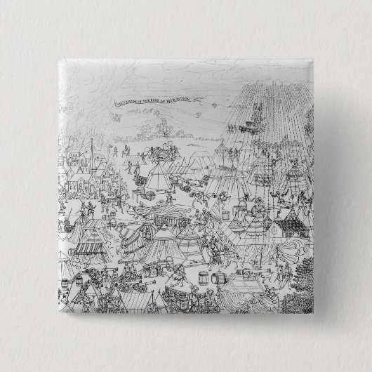 De encampagne van koning Henry VIII bij Marquison Vierkante Button 5,1 Cm (Voorkant)