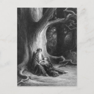 De Enchanter Merlin en de Fairy Vivien Briefkaart