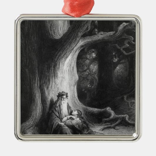 De Enchanter Merlin en de Fairy Vivien Metalen Ornament (Voorkant)