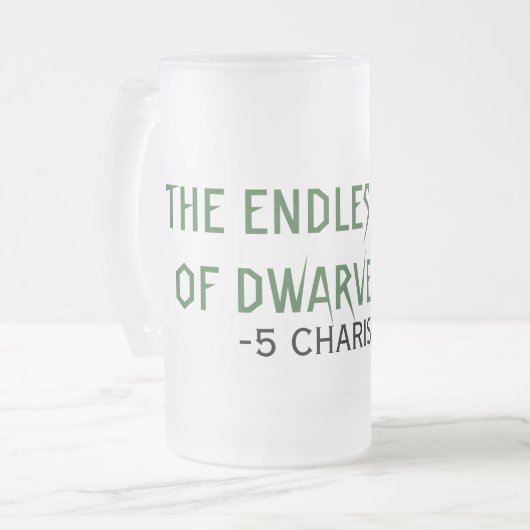 DE ENDLESS MUGOF DWARVEN ALE MATGLAS BIERPUL (Voorkant links)