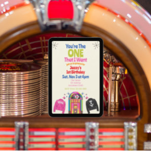 De ENE die ik wil, Jukebox jaren 50 1e verjaardag Kaart