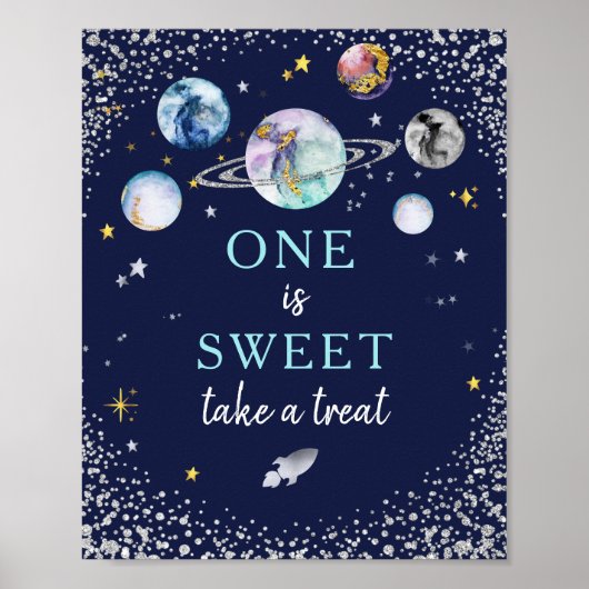 De ene is snoep nemen een 'Treat Space Galaxy Birt Poster (Voorkant)