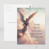 De engel des Heren omsluit de Bijbelse Schrift Briefkaart (Voorkant / Achterkant)
