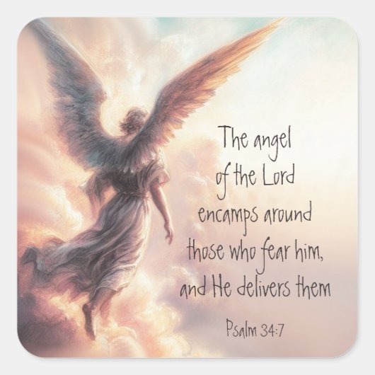 De engel des Heren omsluit de Bijbelse Schrift Vierkante Sticker (Voorkant)