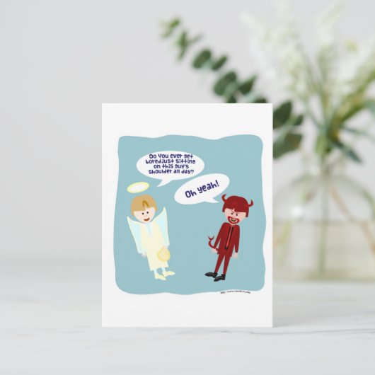 De engel en duivel op mijn schouder briefkaart (Staand voorkant)