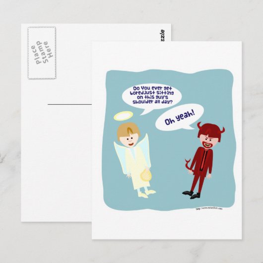 De engel en duivel op mijn schouder briefkaart (Voorkant / Achterkant)