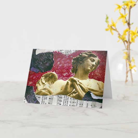 De engel Gemengde Roze Achtergrond van de Collage Kaart (Gele Bloem)