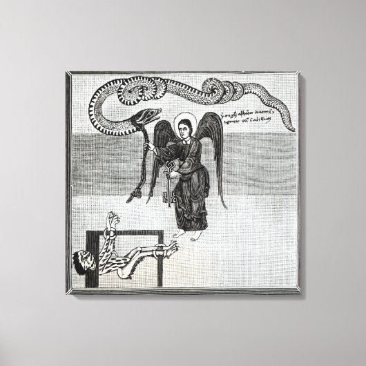 De engel houdt de sleutels van de hel vast canvas afdruk (Voorkant)