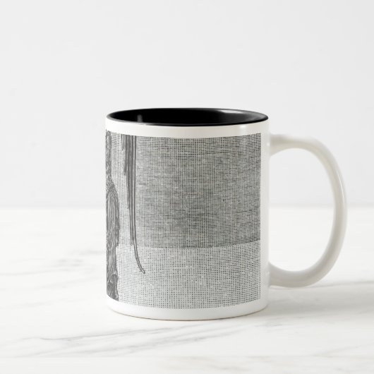 De engel houdt de sleutels van de hel vast tweekleurige koffiemok (Rechts)