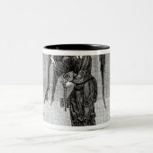 De engel houdt de sleutels van de hel vast tweekleurige koffiemok (Center)