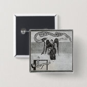 De engel houdt de sleutels van de hel vast vierkante button 5,1 cm (Voorkant /achterkant)