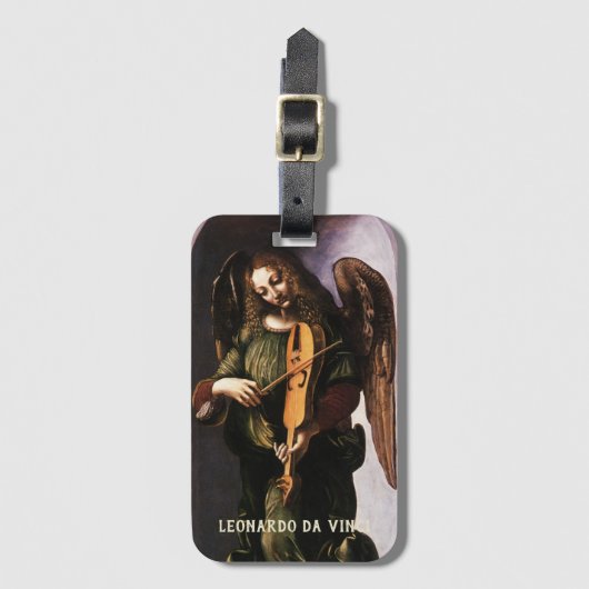 De engel in het groen met een vedel van Leonardo d Bagagelabel (Voorkant (verticaal))