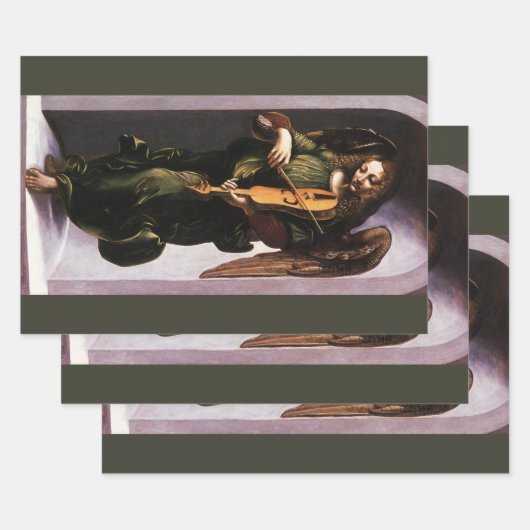 De engel in het groen met een vedel van Leonardo d Inpakpapier Vel (Set)