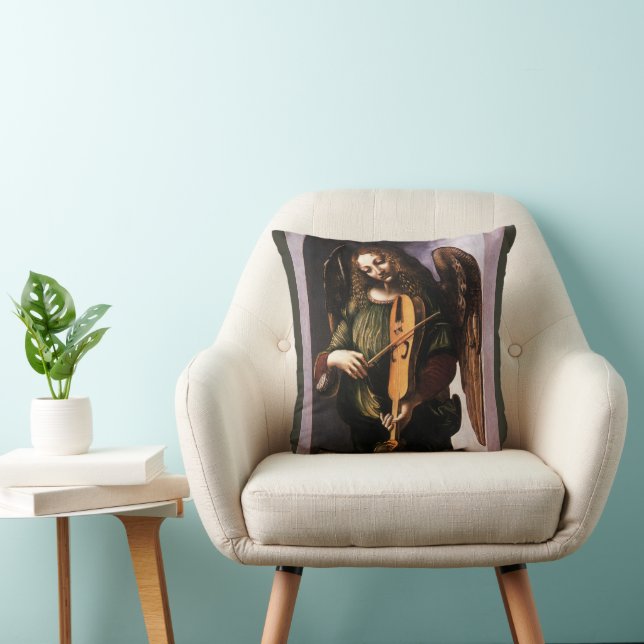 De engel in het groen met een vedel van Leonardo d Kussen (Stoel)