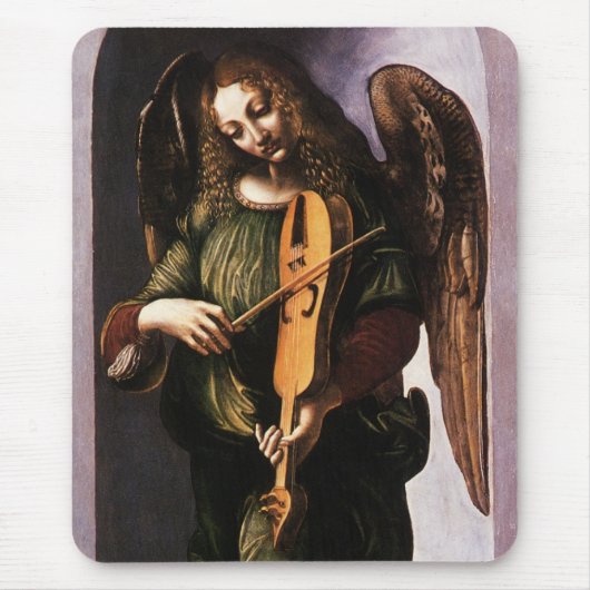 De engel in het groen met een vedel van Leonardo d Muismat (Voorkant)