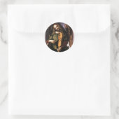 De engel in het groen met een vedel van Leonardo d Ronde Sticker (Tas)