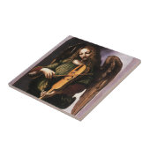 De engel in het groen met een vedel van Leonardo d Tegeltje (Zijkant)