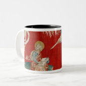 De engel met een open boek tweekleurige koffiemok (Voorkant links)