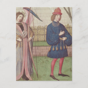 De engel van de liefde lijkt op een minnaar in de  briefkaart