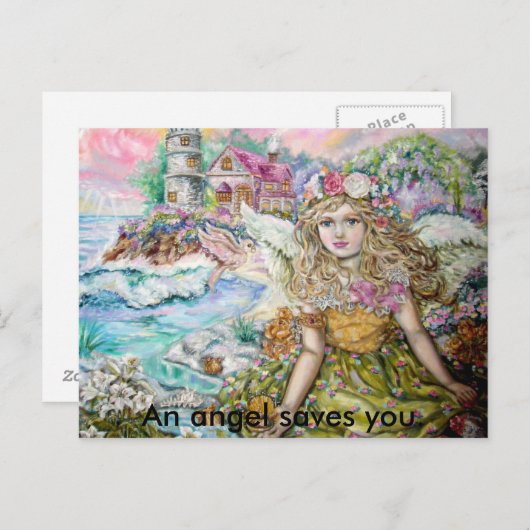 De engel van de parelschelpdieren, een engel sav.. briefkaart (Voorkant / Achterkant)
