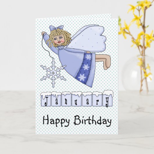 De Engel van de Verjaardag van januari Kaart (Gele Bloem)