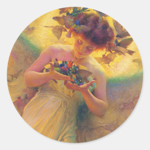 De engel van de vogels ronde sticker