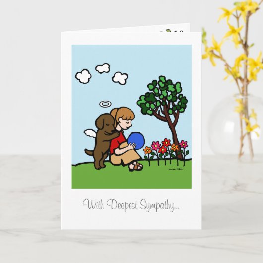 De Engel van Labrador van de chocolade met Liefde Kaart (Gele Bloem)