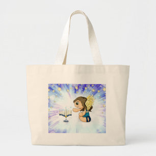 De Engel van Menorah Grote Tote Bag