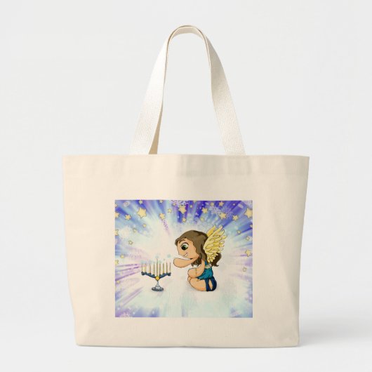 De Engel van Menorah Grote Tote Bag (Voorkant)
