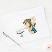De Engel van Menorah Ovale Sticker (Envelop)
