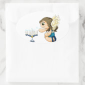 De Engel van Menorah Ovale Sticker (Tas)