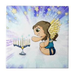 De Engel van Menorah Tegeltje