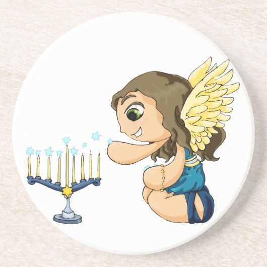 De Engel van Menorah Zandsteen Onderzetter (Voorkant)