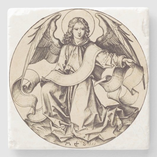 De engel van Sint-Mattheus - Fijn Kunstsymbool Stenen Onderzetter (Voorkant)