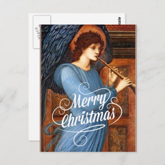 De engel, vrolijk kerstfeest, mooi kunstschilderij briefkaart (Voorkant / Achterkant)